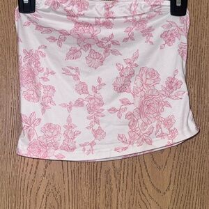 Floral Pink and White Women's Tube Top